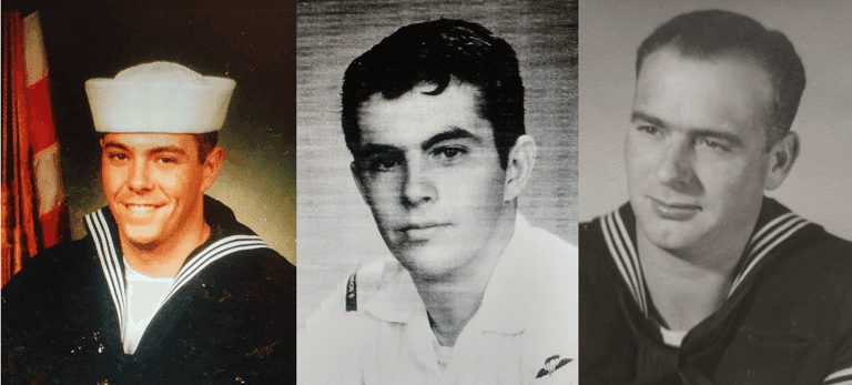 Three generations of Navy service — Robert Newcomb with his father and grandfather